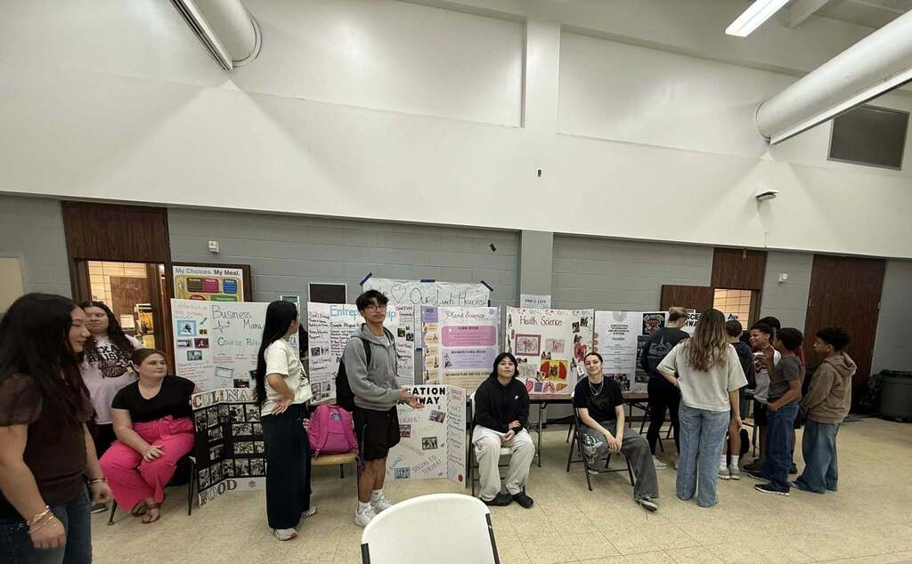 Anahuac Middle School Students participate in the  high school CTE pathways exhibit