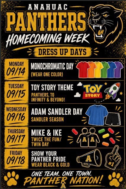 Homecoming week dress up days