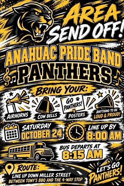 Come cheer on the band as they head to Area!