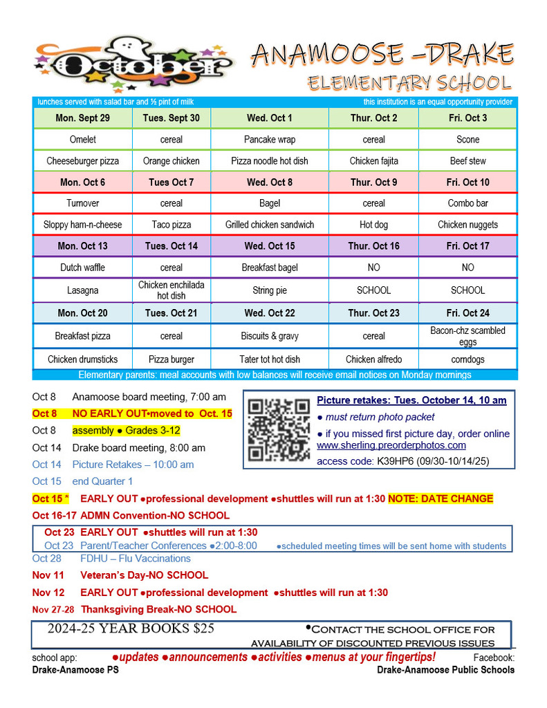 ADES October 2025 menu & events