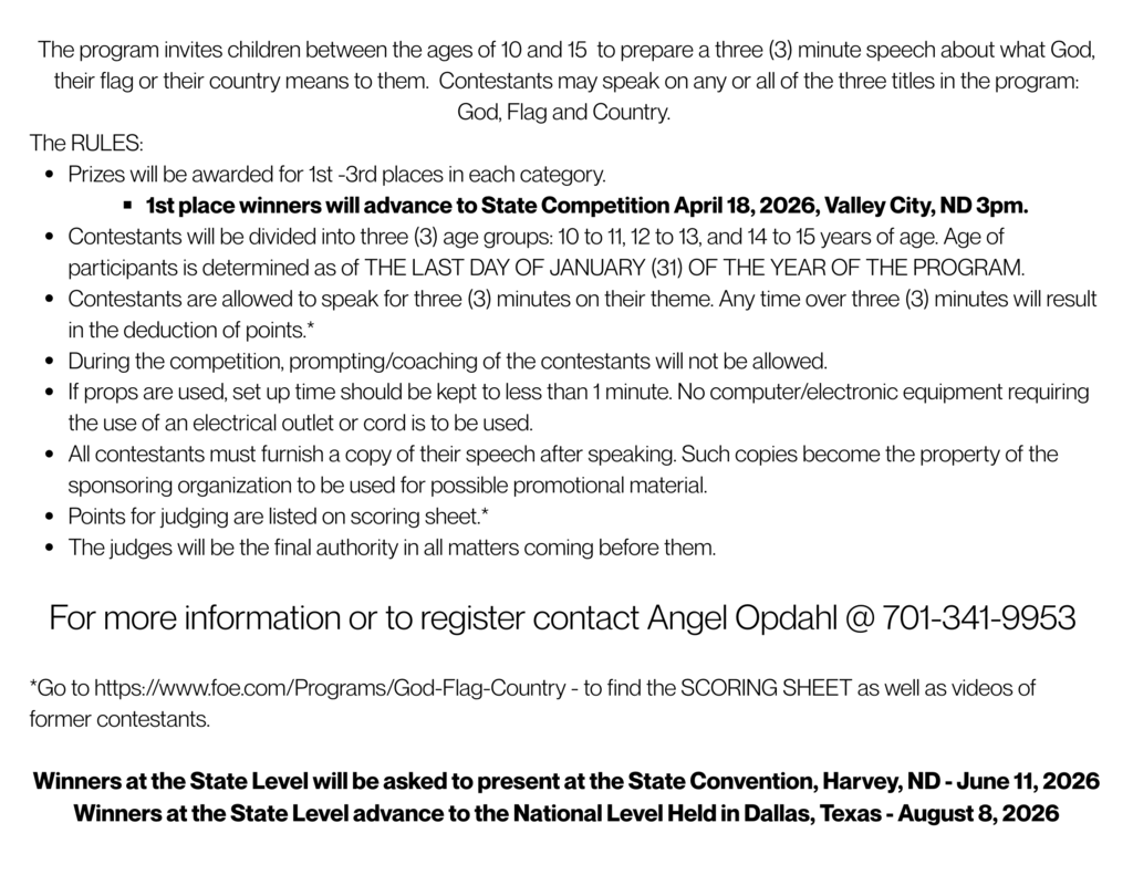 God Flag & Country speech competition