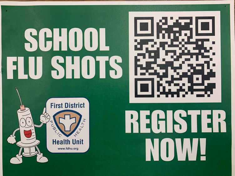 Register now online for flu shots October 28th or text www.fdhu.org/school-flu-vaccinations