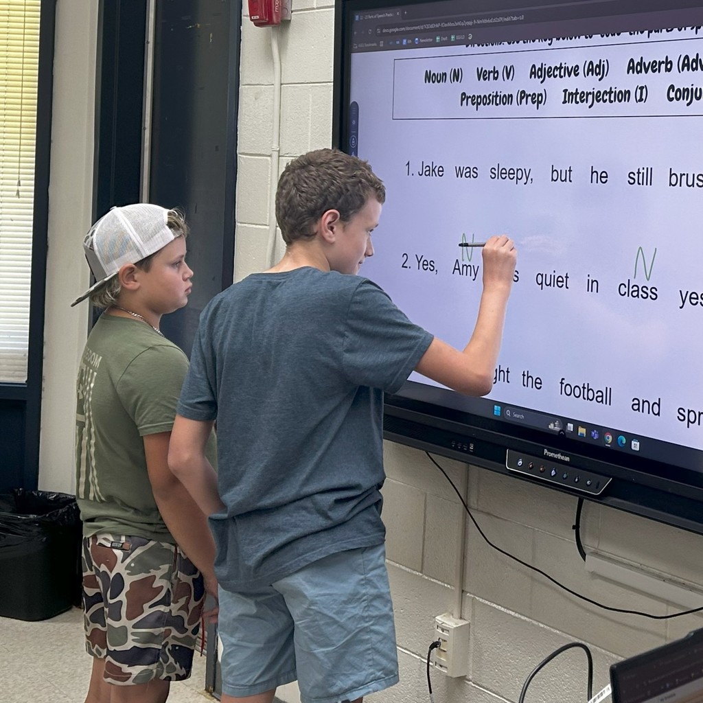 In Mrs. McClain’s class, students teamed up to code the parts of speech in sentences and then took the lead by modeling their work at the board for their classmates! #BMSWarriorPRIDE