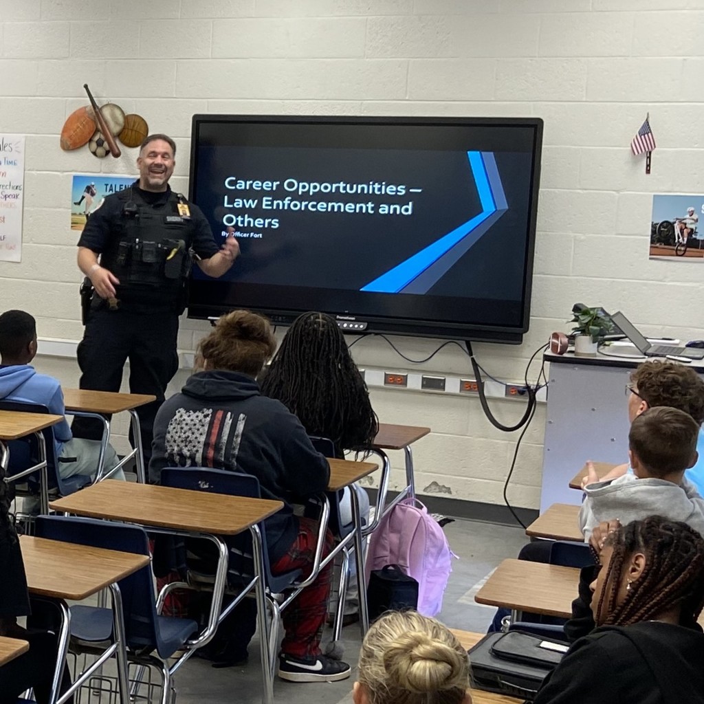 Officer Fort joined each 8th grade class to share about careers in law enforcement