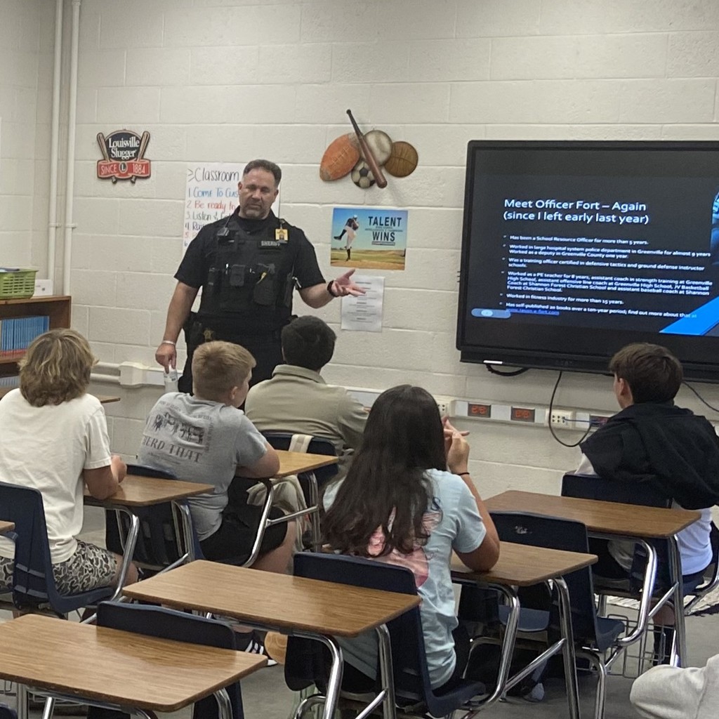 Officer Fort joined each 8th grade class to share about careers in law enforcement
