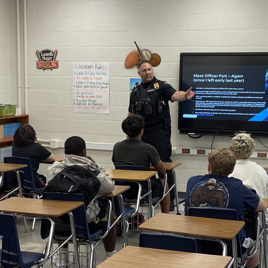 Officer Fort joined each 8th grade class to share about careers in law enforcement