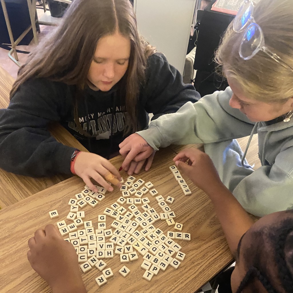 Students playing Bananagrams