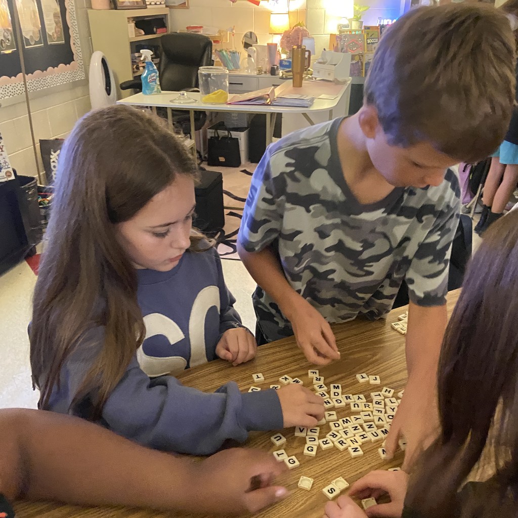 Students playing Bananagrams