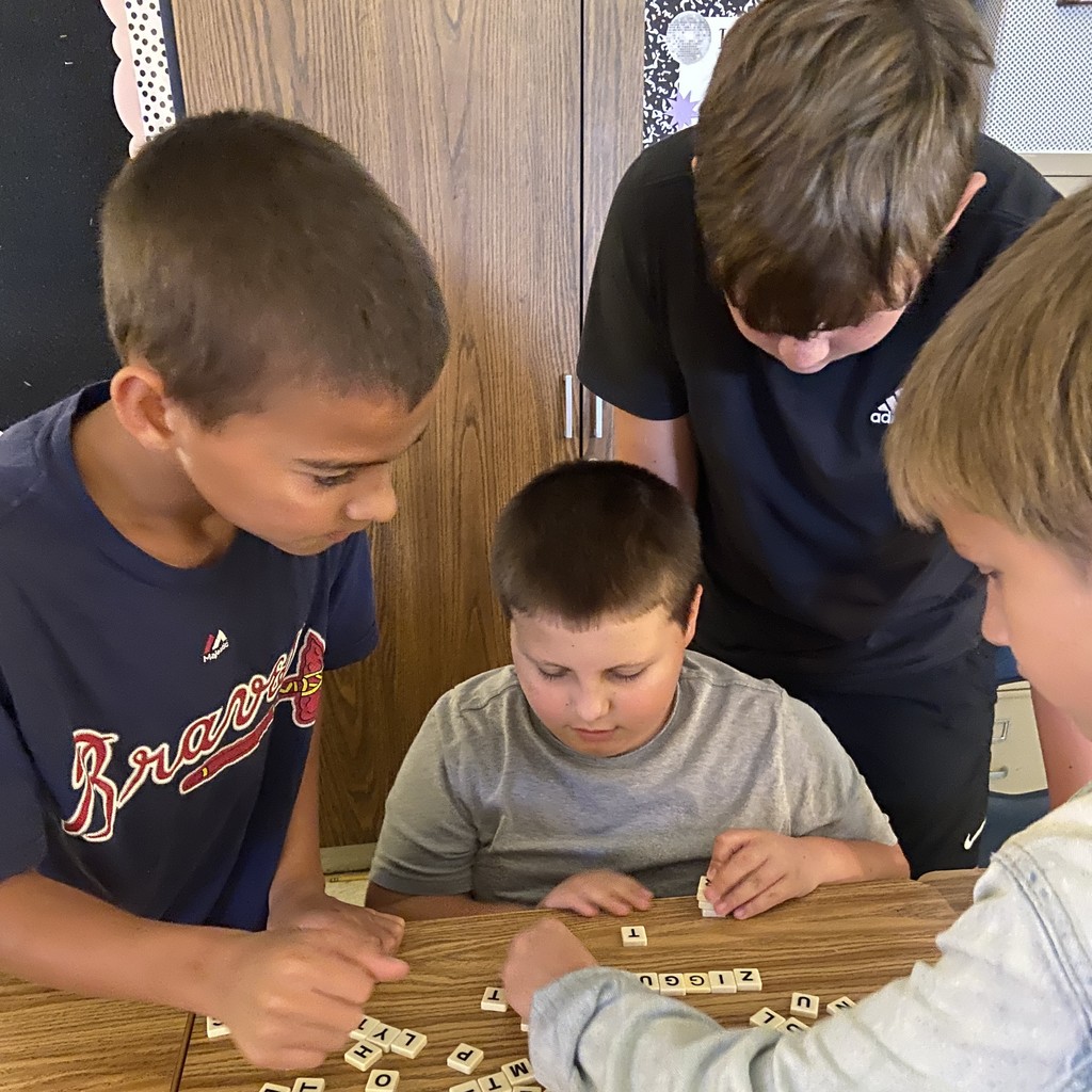 Students playing Bananagrams