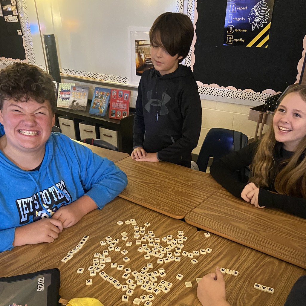 Students playing Bananagrams