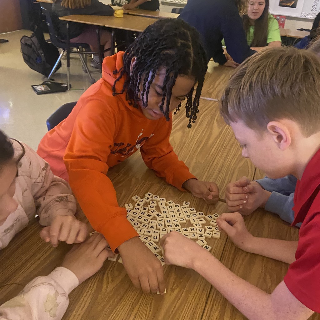 Students playing Bananagrams