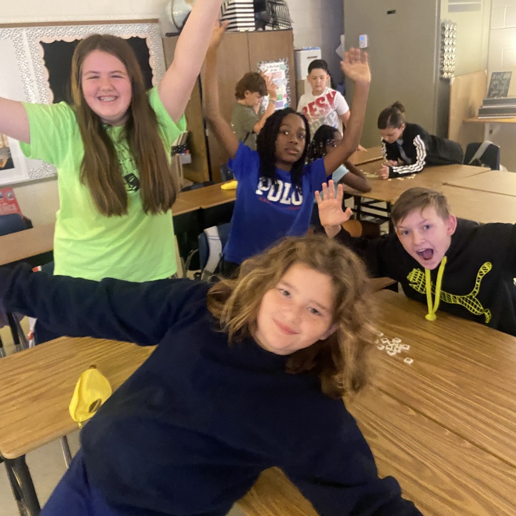 Students playing Bananagrams