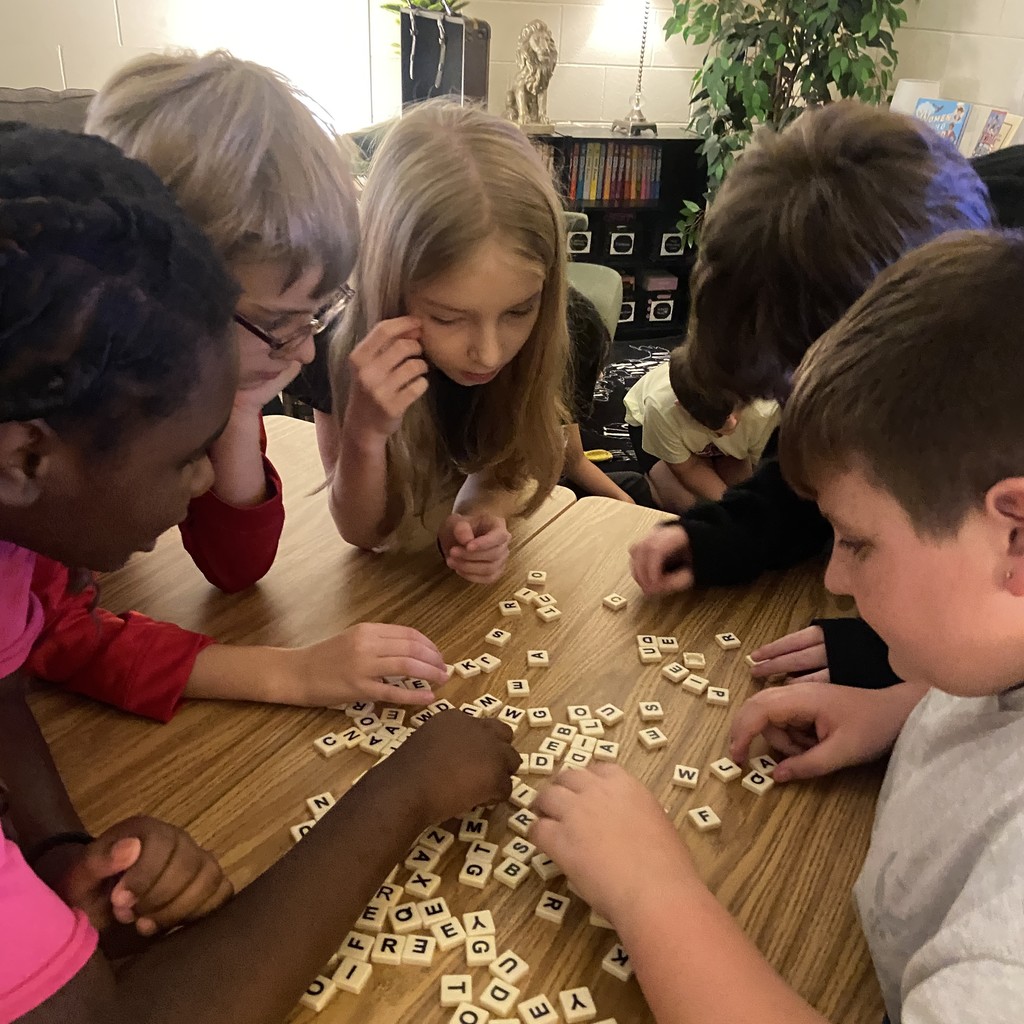 Students playing Bananagrams