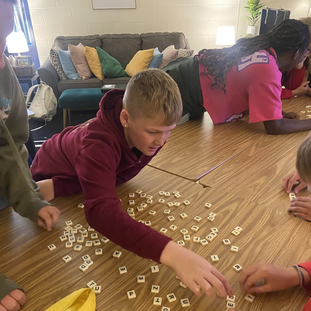Students playing Bananagrams