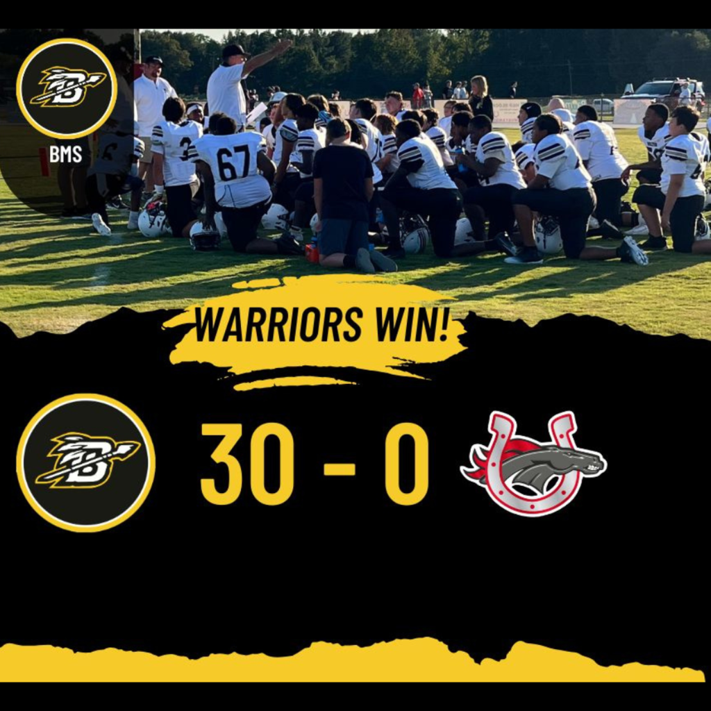 Congrats to our BMS Football team on a BIG win over Palmetto, 30–0! 