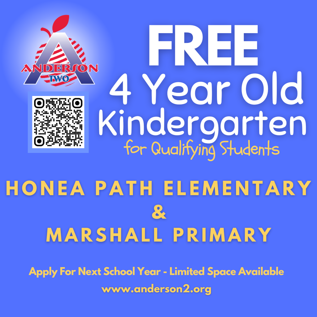 Free 4K Kindergarten at Honea Path Elem and Marshall Prim