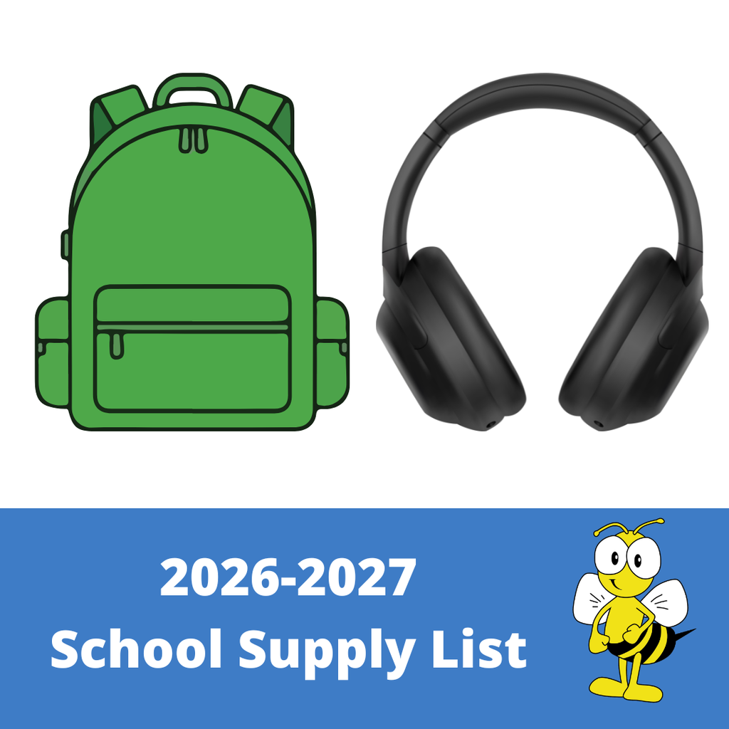 To support our families, HPE has allocated budget funding to provide most essential school supplies for the upcoming year. The ONLY items students will need to bring for the 2026-2027 school year are headphones and a backpack.