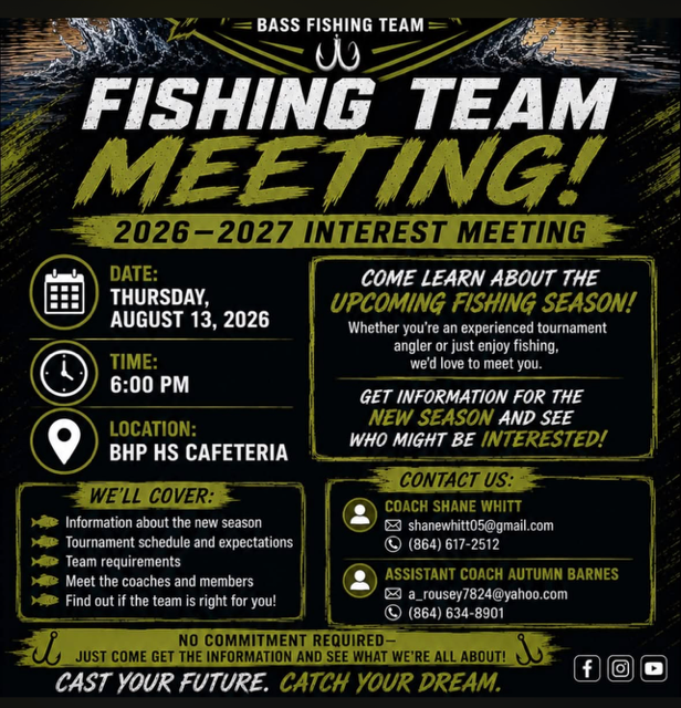BHP Fishing Team Meeting Notice
