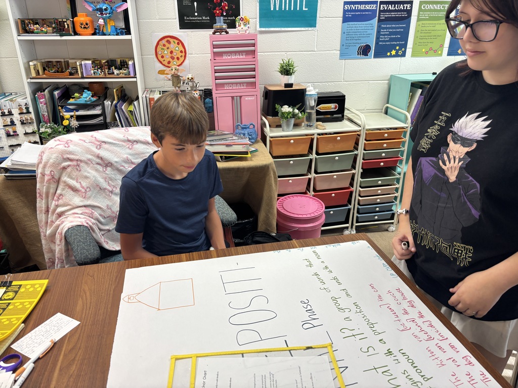 📚 Mrs. Schmidt’s classes worked together to create preposition posters! Students collaborated to identify and illustrate prepositions while strengthening their grammar skills. Great teamwork and learning! 🖤💛 #BMSWarriorPRIDE
