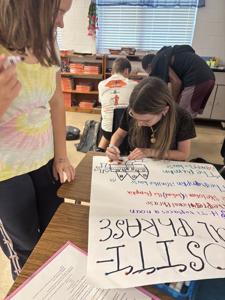 📚 Mrs. Schmidt’s classes worked together to create preposition posters! Students collaborated to identify and illustrate prepositions while strengthening their grammar skills. Great teamwork and learning! 🖤💛 #BMSWarriorPRIDE