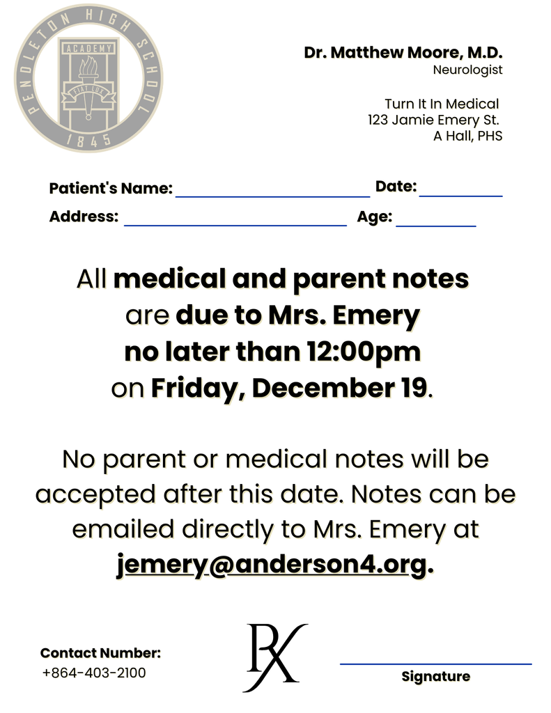 Excuses Due to Mrs. Emery