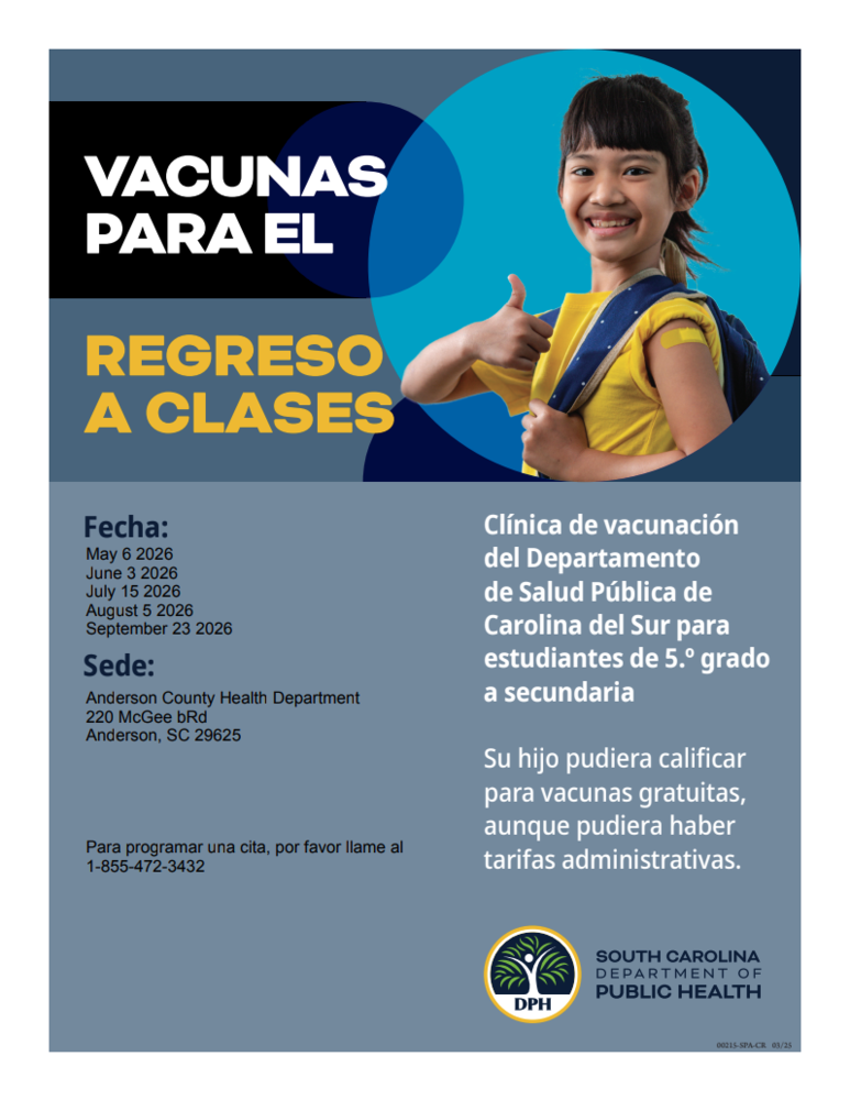 Spanish Back to School Vaccine Clinic Information