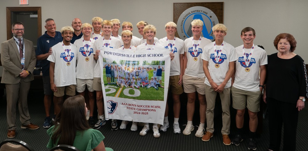 The Powdersville High School Boys Soccer Team was recognized for winning the AAA State Championship