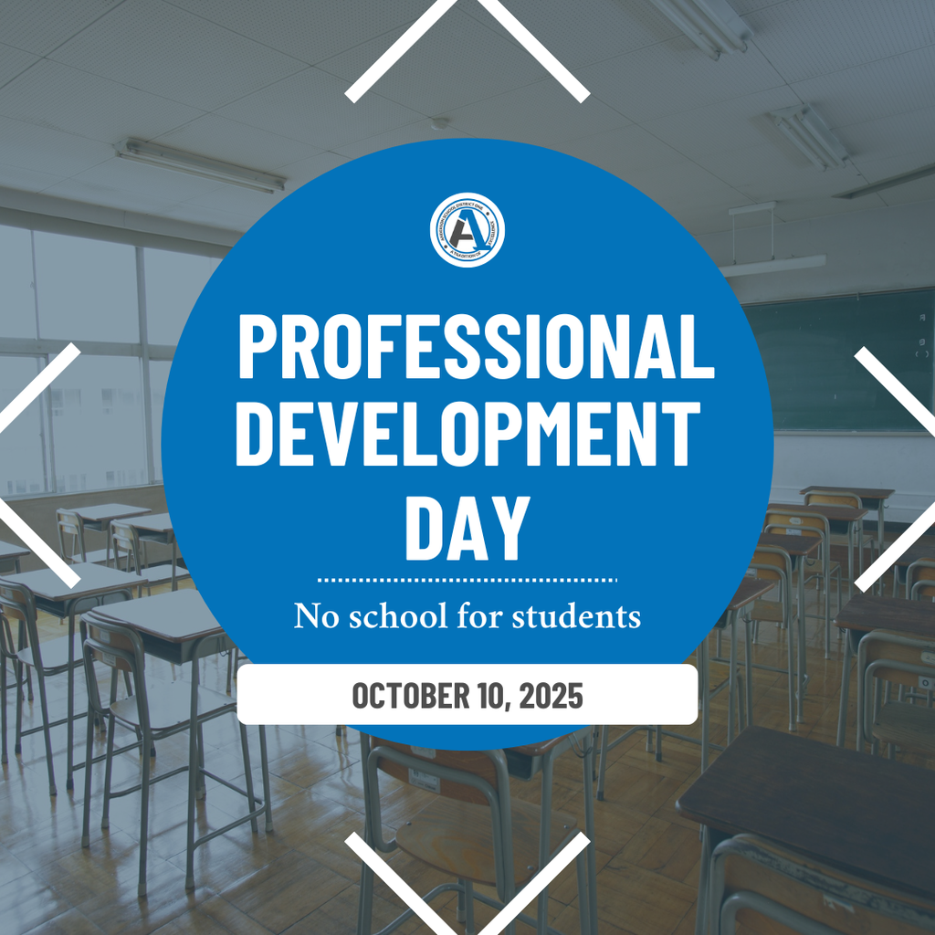 A classroom photo explaining there  is a professional development day on October 10, 2025. There is no school for students.