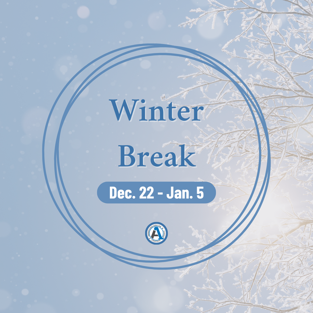 A graphic for winter break. It is from December 22 to January 5 for students.
