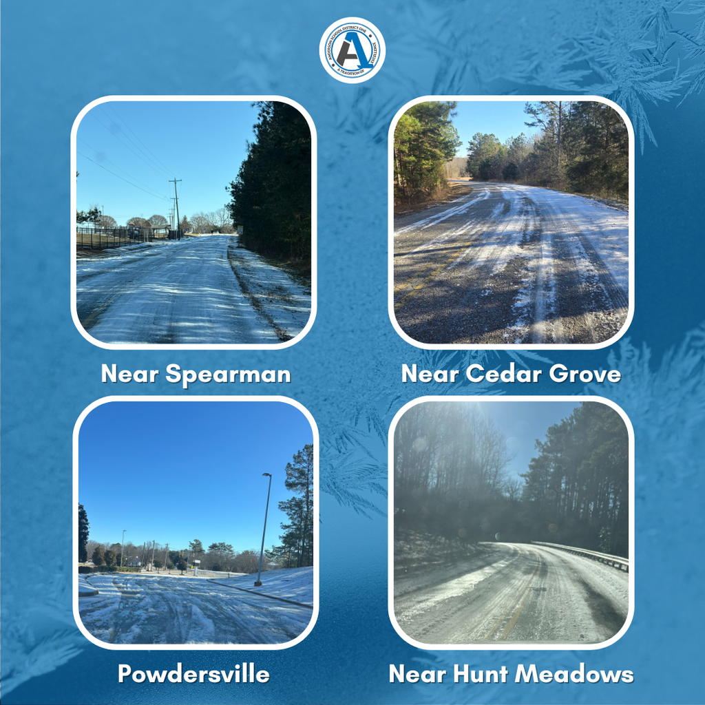 Pictures showing the road conditions across the district