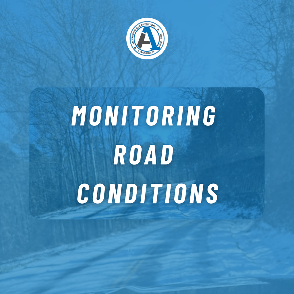 A photo of icy roads that says monitoring road conditions 