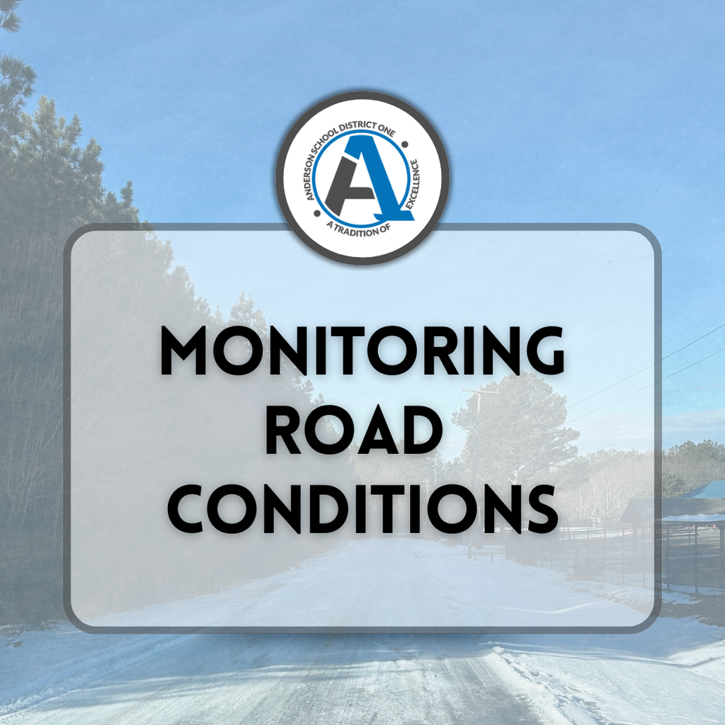 A photo of an icy road that says Monitoring Road Conditions
