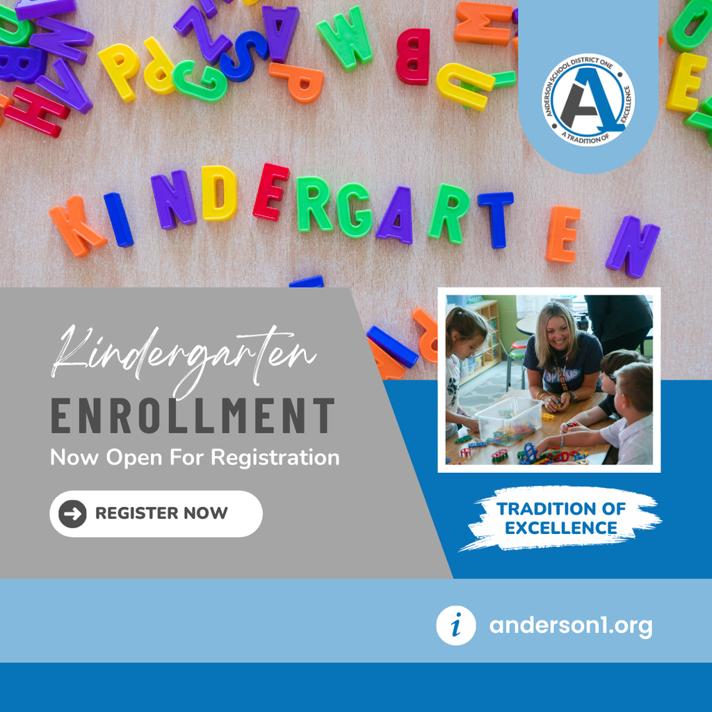 A graphic with a photo of a teacher and kindergarten students. It says people can register for kindergarten. 