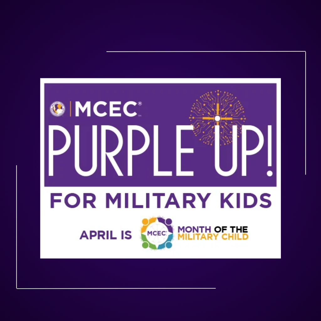 Purple Up message and logo for Month of the Military Child
