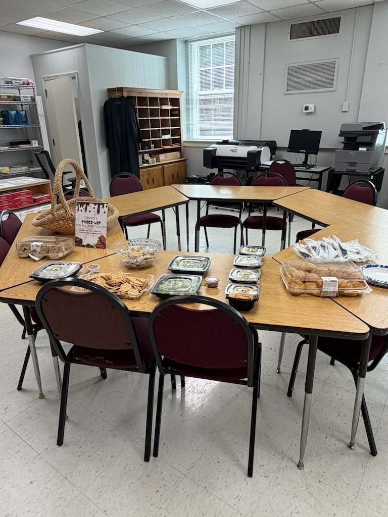 picture with lunch spread out on tables