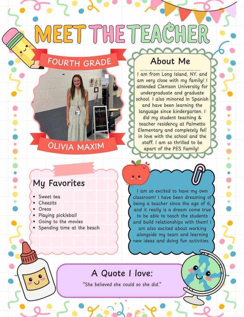 Welcome to PES - Ms. Olivia Maxim!