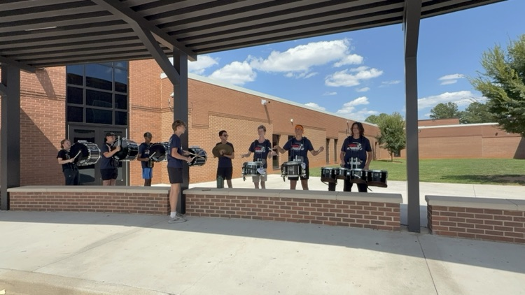 image of PVHS Marching band drummers