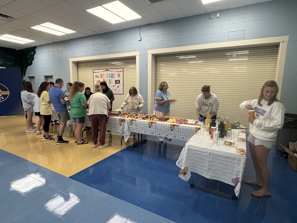 Teachers getting breakfast provided by PTO
