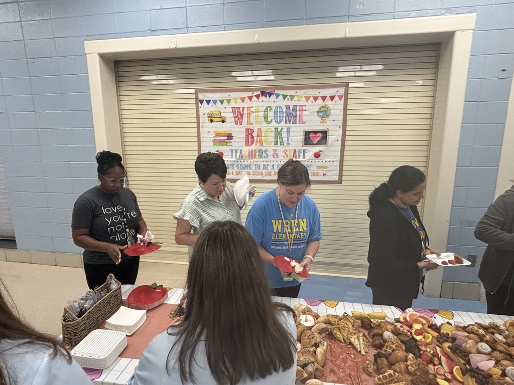 Teachers getting breakfast provided by PTO