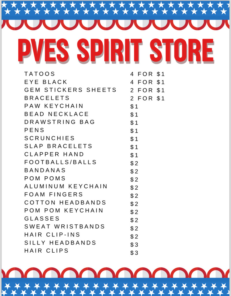 Items for sale at school store