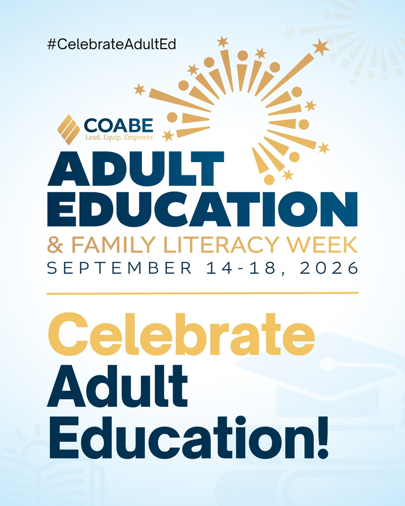 picture stating the week of September 14-18  is Adult Education and Family Literacy Week