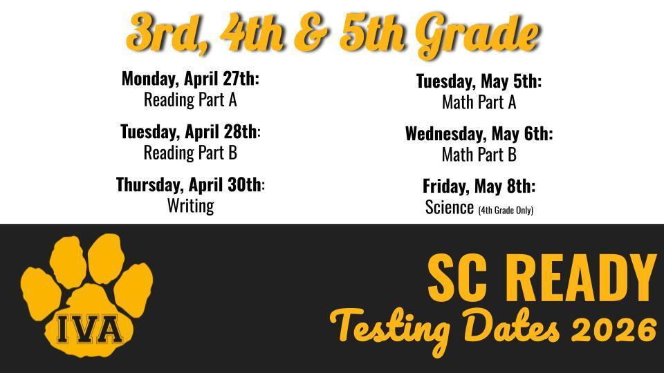 SC READY Testing Dates 2026