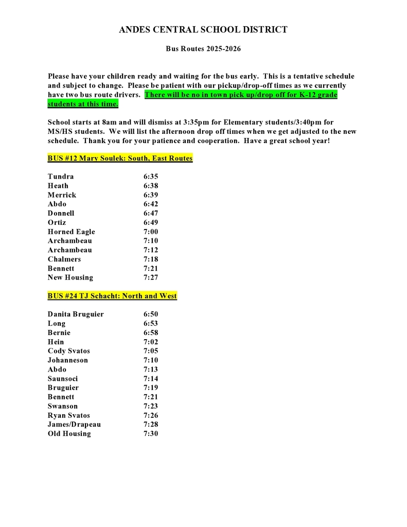 2025-2026 BUS ROUTE