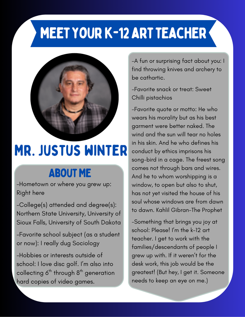 JUSTUS WINTER TEACHER SPOTLIGHT