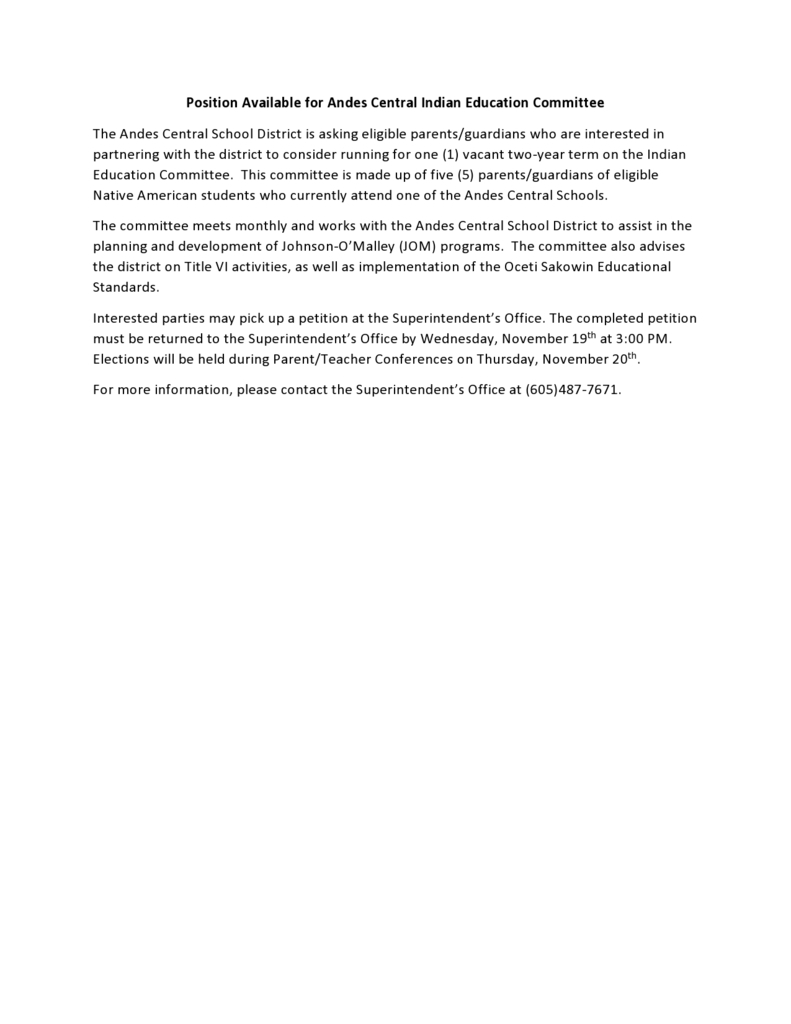 Election notice  Indian Education Committee