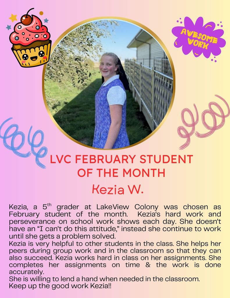 LVC FEBRUARY STUDENT OF THE MONTH KEZIA