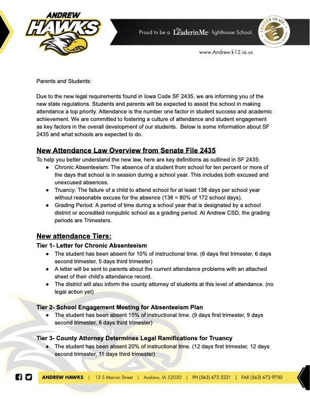 2025-26 Attendance Parent Letter