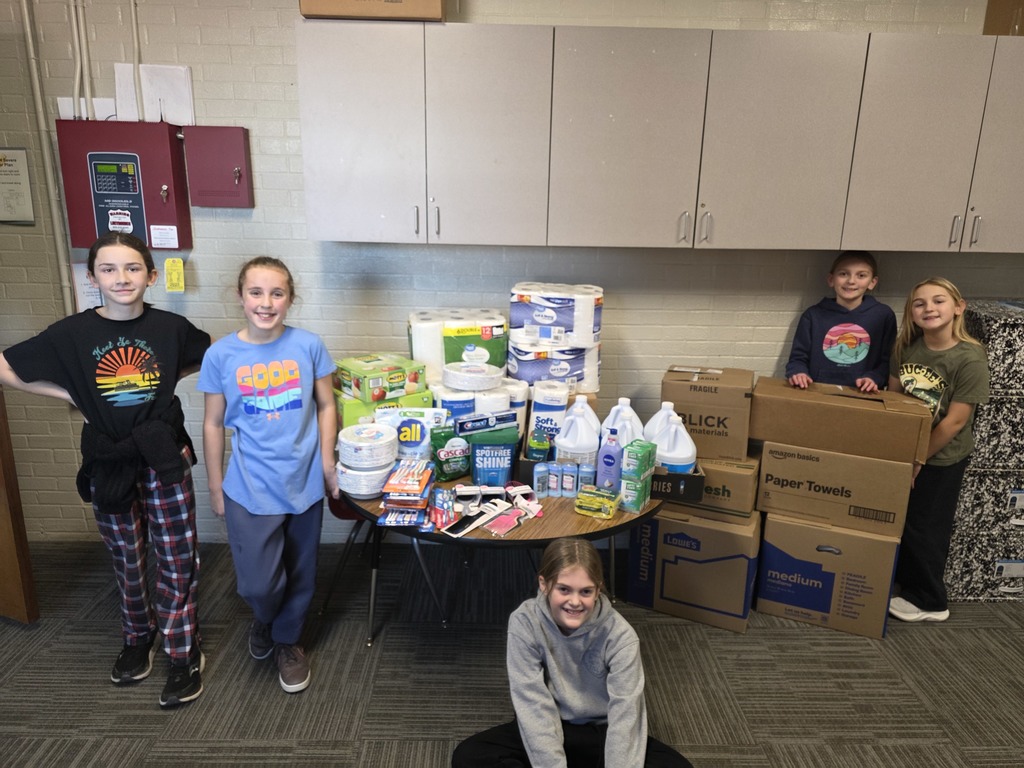Students with a sample of our donations