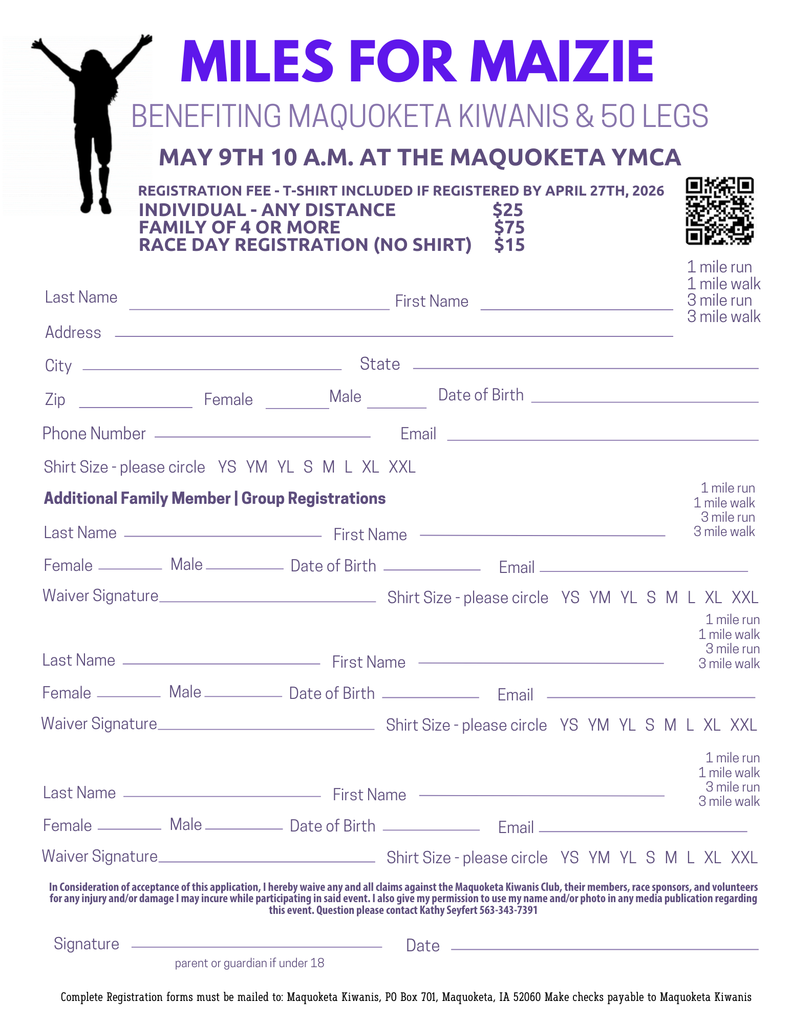 Miles for Maizie Registration Form