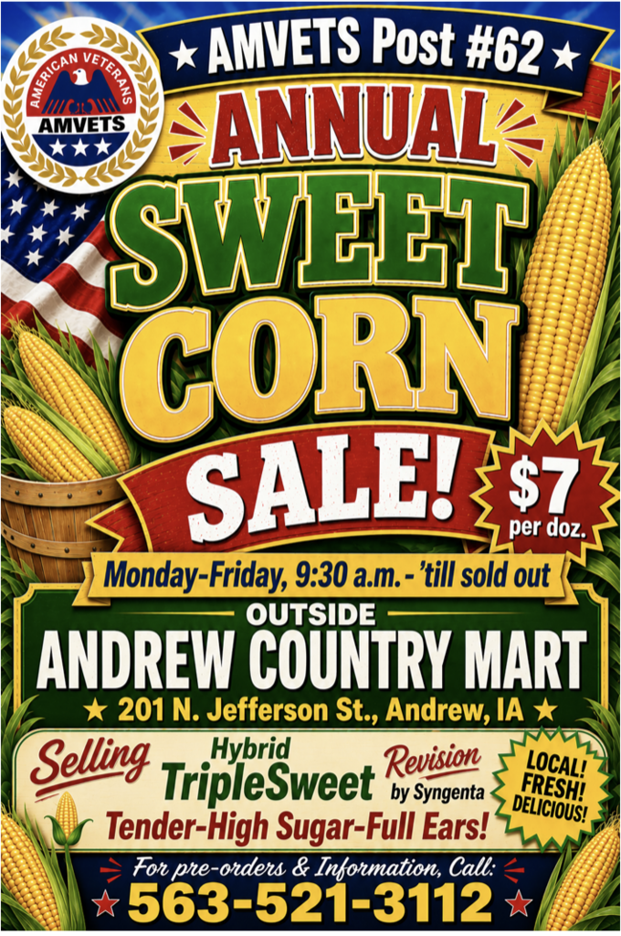 Amvets Sweet Corn Flyer